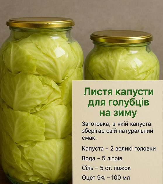 Листя капусти для голубців на зиму