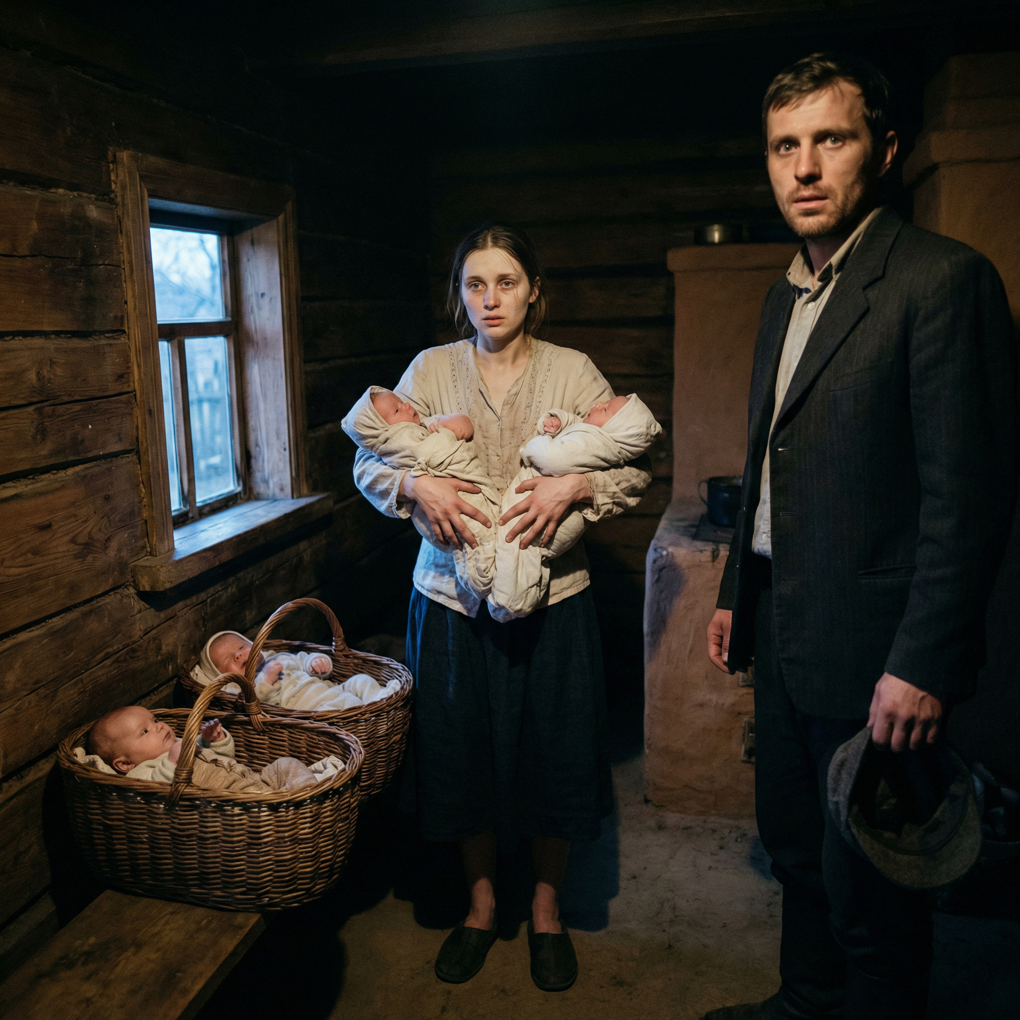 Надворі вечоріє. Аня виходить на ґанок. Віктор обіймає її за плечі, цілує в скроню