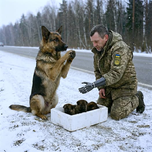 Вівчарка зупинила машину на зимовій дорозі. Вона не знала, що водій із “залізною рукою” піде заради неї до кінця