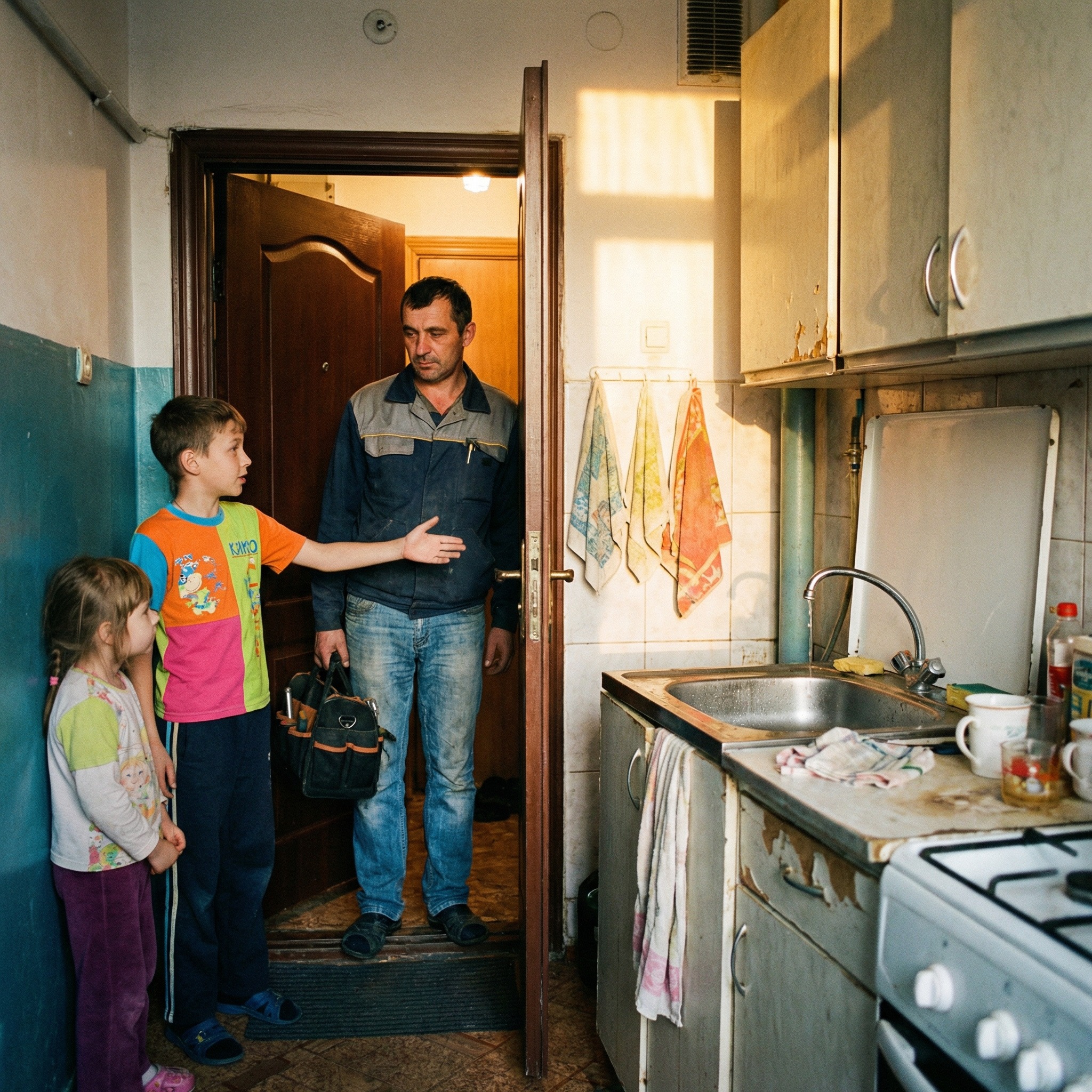 Микола приїхав на виклик. Йому відчинив хлопчик років десяти і дівчинка. – Мама скоро буде, заходьте! Кран на кухні капає, – сказав хлопчик. Микола зайшов, полагодив кран. – Тато б сам зробив, але він льотчик. Його не буває вдома, – пояснив хлопчина. Прийшла мати і розрахувалася з Миколою, а хлопчик вийшов його провести. – Нема у нас ніякого тата льотчика! Мама це вигадала, – раптом сказав він Uncategorized Микола приїхав на виклик. Йому відчинив хлопчик років десяти і дівчинка. – Мама скоро буде, заходьте! Кран на кухні капає, – сказав хлопчик. Микола зайшов, полагодив кран. – Тато б сам зробив, але він льотчик. Його не буває вдома, – пояснив хлопчина. Прийшла мати і розрахувалася з Миколою, а хлопчик вийшов його провести. – Нема у нас ніякого тата льотчика! Мама це вигадала, – раптом сказав він