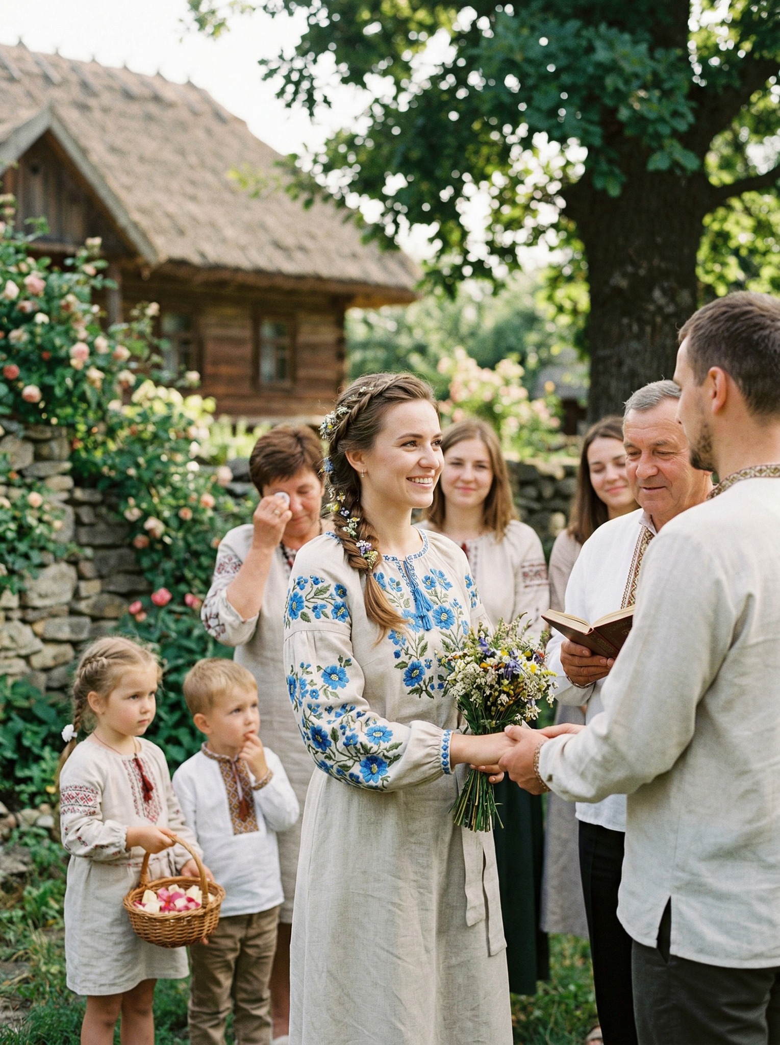 У селі, язиками чесали: «Двічі в ту саму річку лізуть». Весілля було тихим. Тільки діти, куми та декілька найближчих друзів. Ганна була не в білій сукні, а в гарній вишиванці з блакитними квітами — символом надії