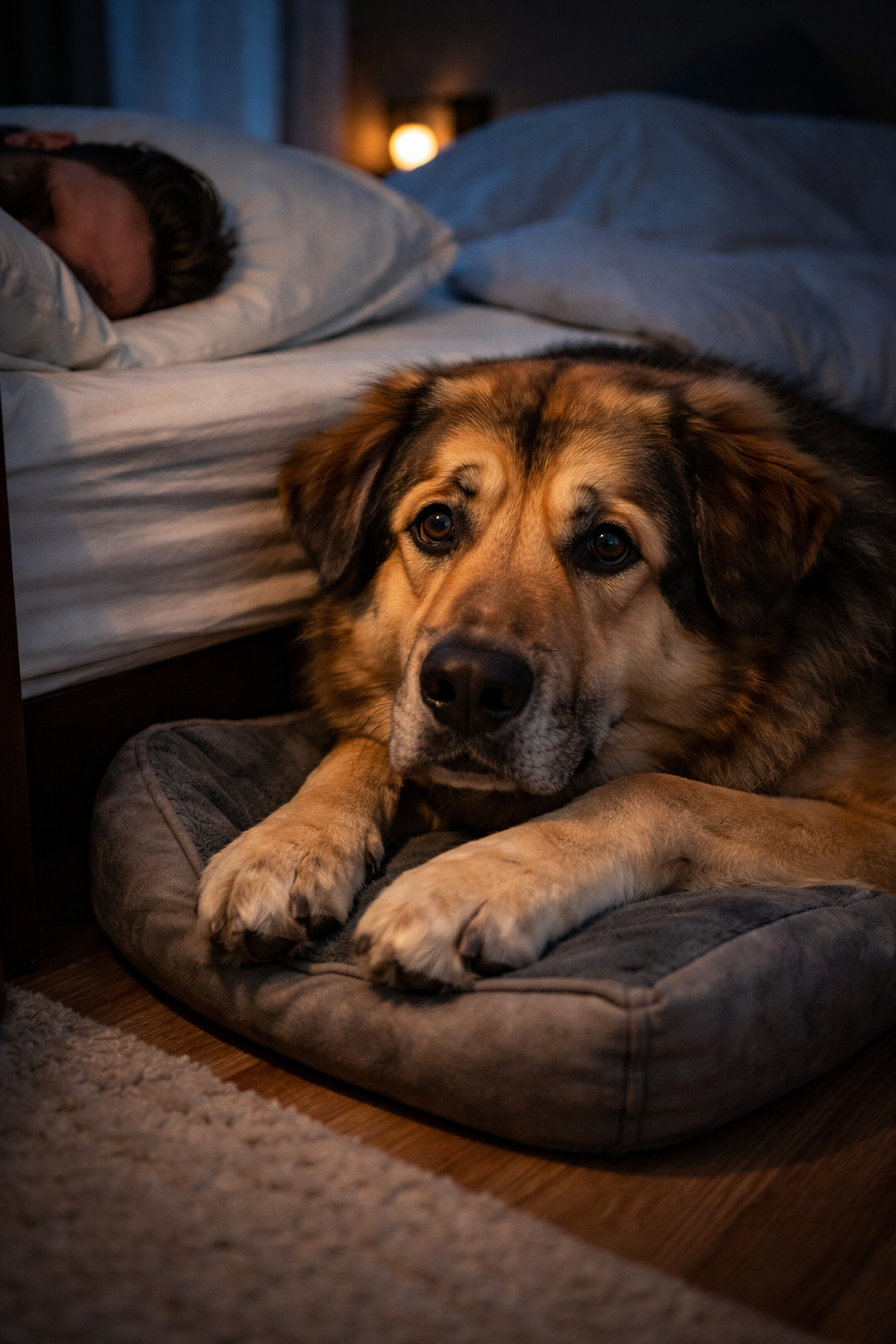 Чоловік взяв собаку з притулку, а в ночі прокинувся від того, що на нього в притул дивляться сумними очима.