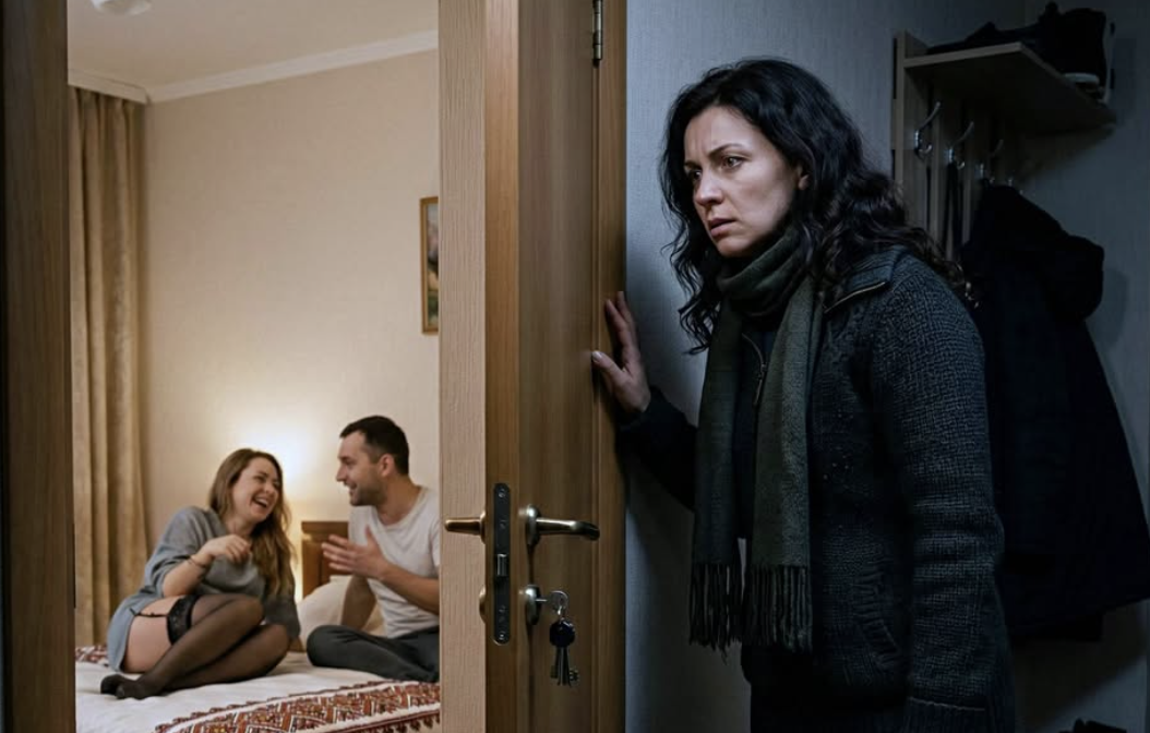 Чоловік привів коханку в їхню спільну спальню і сміючись розповідав, як залишить дружину без квартири. Він не знав лише одного — вона стояла за дверима і чула кожне слово… Алла поспішала додому з повними пакетами продуктів, мріючи потішити чоловіка його улюбленою вечерею. Ліфт знову зламався, і вона, захекана, ледь здолала сходи на двадцять п’ятий поверх. Проте замість родинного затишку квартира зустріла її напівтемрявою та приглушеним жіночим сміхом, що лунав із їхньої подружньої спальні.