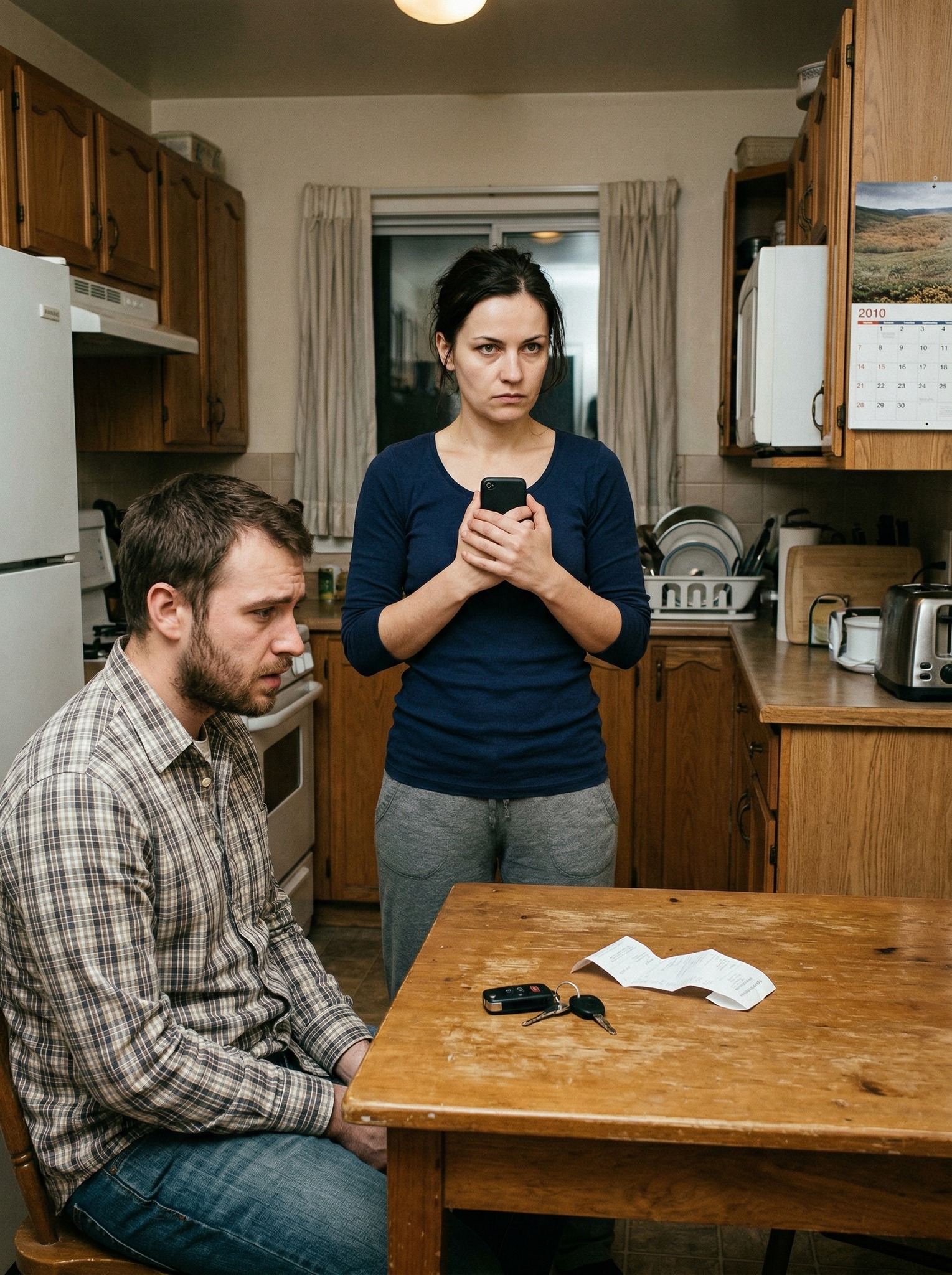 — Ігорю, поклади ключі від машини на стіл. І чек на ті обручки, які я знайшла у твоєму бардачку, теж поклади. А тепер поясни мені, чому твій сусід по дачі питає, чи не треба підкинути дров «бабі Каті з твого гаража»? — Лариса стояла посеред кухні, стискаючи в руках смартфон.