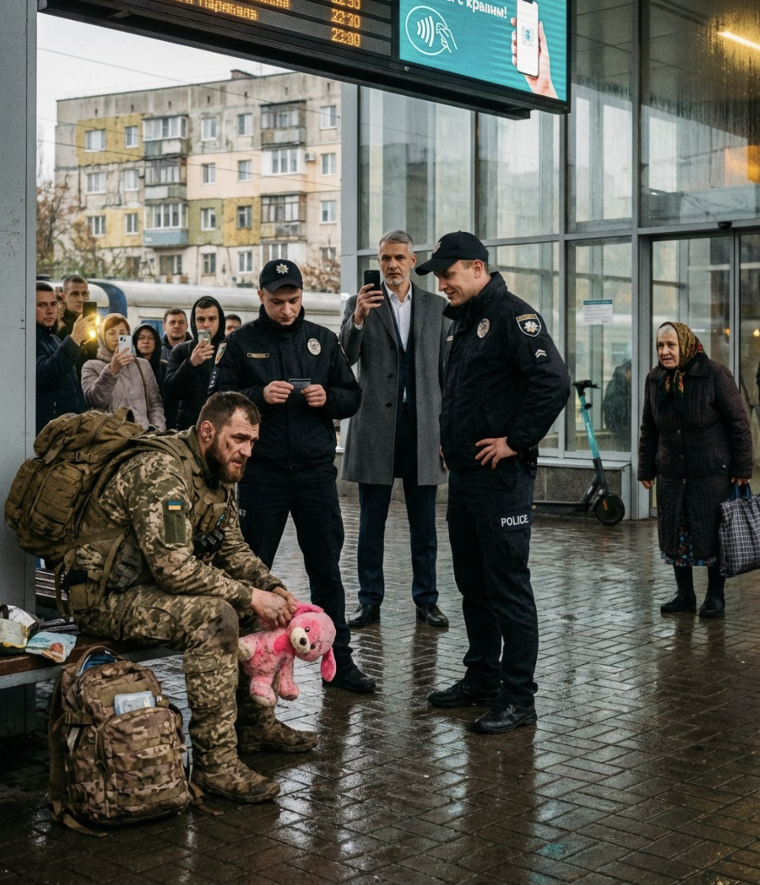 Плитка вокзалу була мокра після недавнього дощу, і світло з табло відбивалося у калюжах, як у тріснутому дзеркалі.
