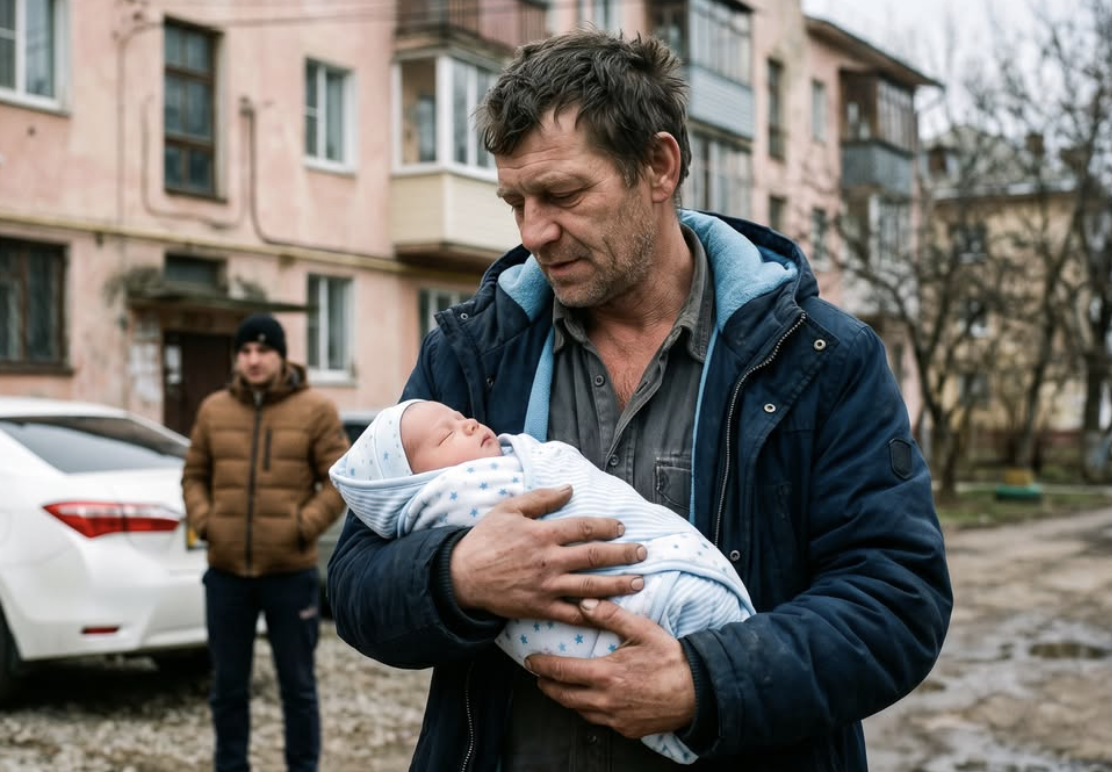 Біля пологового до Дмитра наблизилась незнайомка та попросила взяти на руки дитя, доки вона поправить шнурівки на взутті. Але, як тільки немовля опинилось у нього, дівчина чимдуж побігла геть