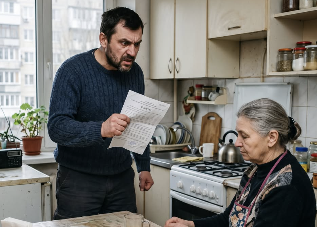 Мамо! Ти що, зовсім з глузду з’їхала?! — Вадим стояв посеред кухні, і в його міцній руці, такій схожій на батьківську, тремтів аркуш паперу. — Це ж документи на дачу в селі Іванків! Ти що, підписала договір купівлі-продажу?!