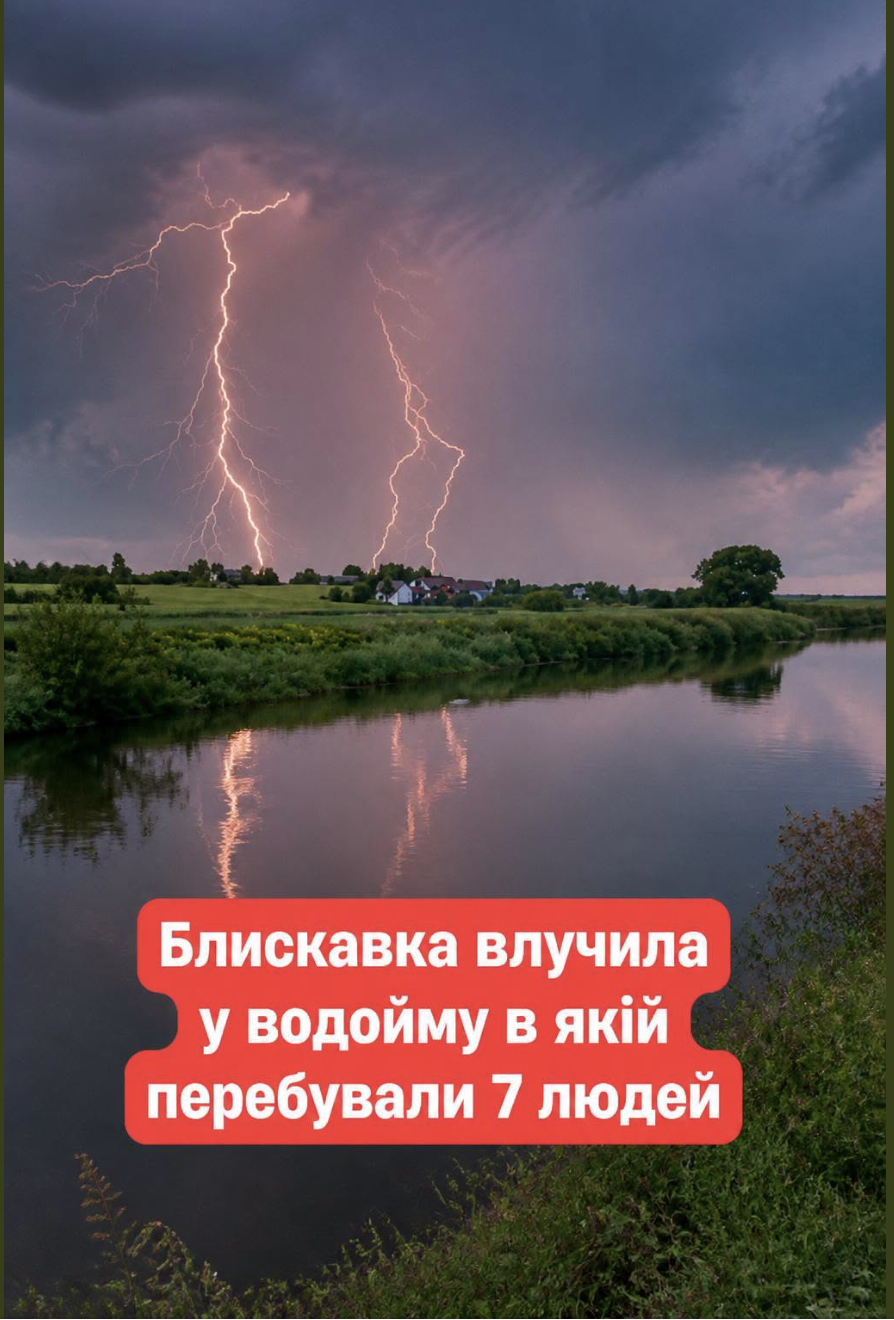 На Волині блискавка вдарила біля водойми, де були люди: семеро знепритомніли, серед них — діти…